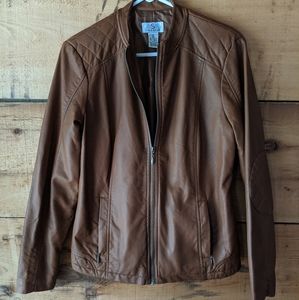 Faux leather jacket, tan, women's medium
